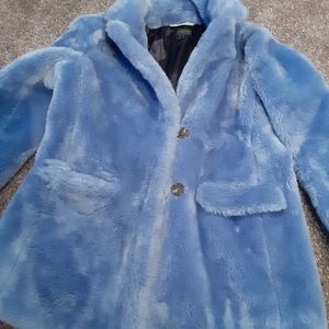 Women's JCrew blue furry coat